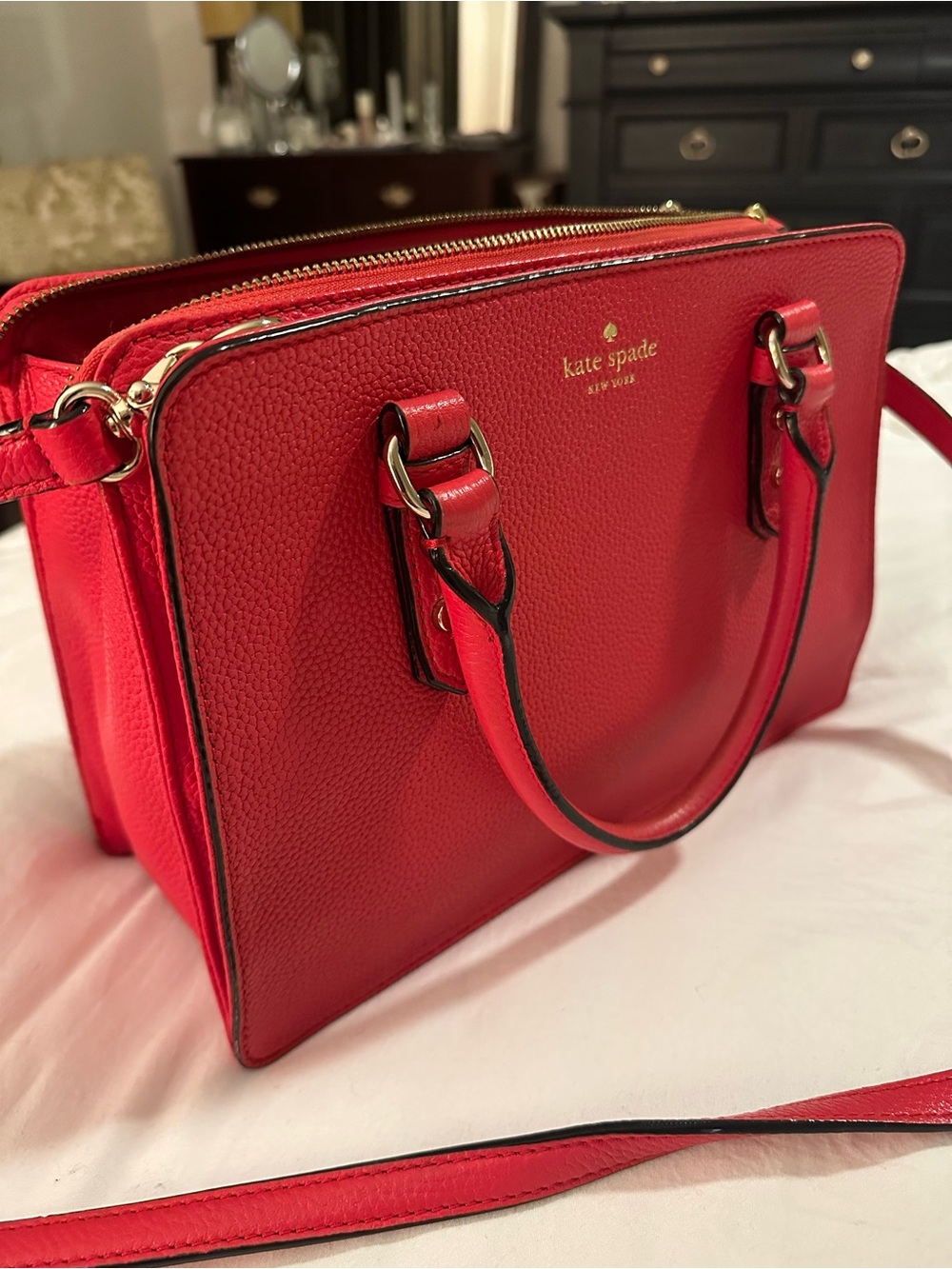 kate spade red mulberry street triple-Zip Satchel